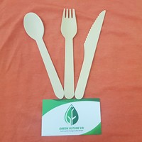 Ensembles de couverts jetables en bois blancs (cuillère, fourchette, couteau) de 16 cm, certifiés SGS, marque GREEN FUTURE, pour le marché européen, usage en cuisine, vente en gros