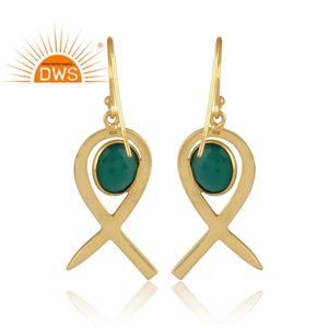 ต่างหูเงินแท้ 925 ประดับพลอยออนิกซ์สีเขียวธรรมชาติ ดีไซน์แบบปม  ผู้จำหน่ายเครื่องประดับ - Product Image 4