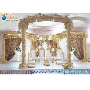 ผ้าคลุมงานแต่งงานทำจากไม้สไตล์วินเทจ,Mandap Maharani สำหรับงานแต่งงานสไตล์วินเทจจสไตล์ลอนดอนผ้าคลุมสำหรับงานแต่งงานในร่มแกะสลักโบราณ - Product Image 1