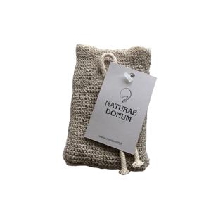 Elegante bolsa de jabón de fibra de cobre de lino biológico doble cepillos de baño naturales duraderos esponjas y depuradores hechos en Italia - Product Image 1