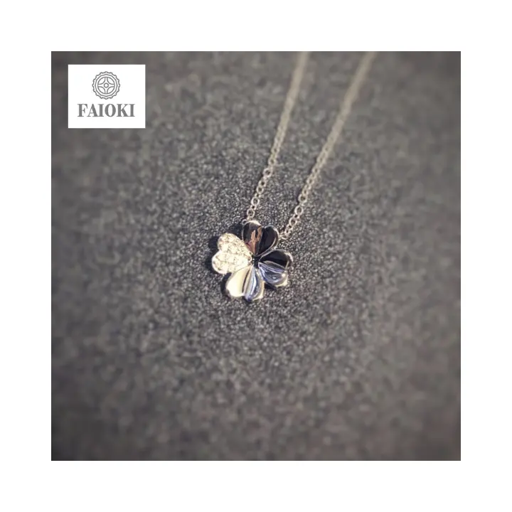 Faioki Design 0 Risk Wholesales Price Jewelry 14K 585 Real White Gold Real Diamond Luxury Pendant Necklace For Women