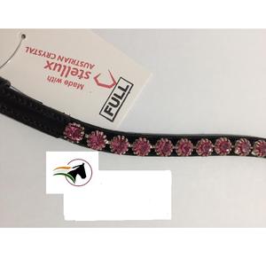 Bande de sourcils équestre de luxe Rider Choice avec cristaux Stellux de 8mm Matériau en cuir Boucle de bande collante ouverte à l'arrière pour chevaux de course - Product Image 6