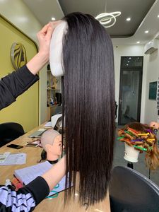 Perruques de cheveux naturels vietnamiens lisses et raides, teintes, avec closure en dentelle transparente - Product Image 4