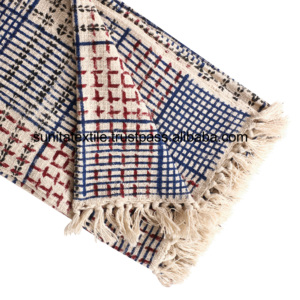 Venta al por mayor de textiles indios decorativos ecológicos 100% algodón turco estampado a mano manta tejida con flecos tamaño personalizado - Product Image 1
