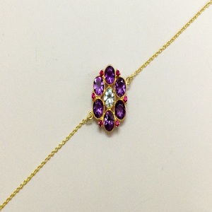 Adjustable 925 Sterling <b>Silver</b> Amethyst Blue Topaz Ruby Gemstones Daily Wear Ladies Link <b>Chain</b> <b>Bracelet</b> - Product Image 4
