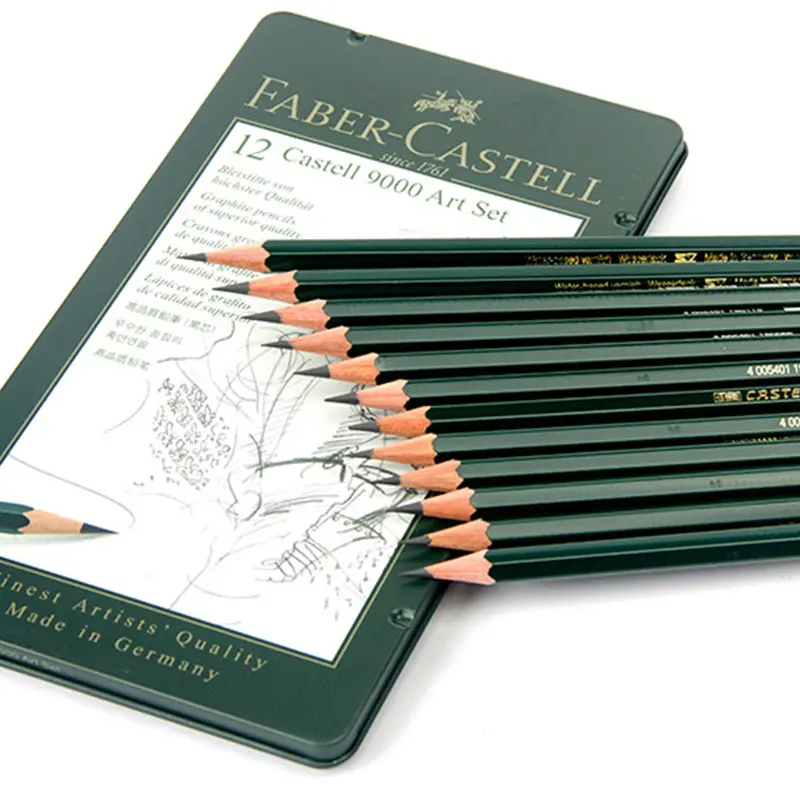 Faber Castell 9000 6/12/Set Sketsa Pensil Grafit Set dengan Kotak Logam Profesional Menggambar Seni Sketsa Desain Set