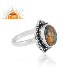 Oxydé 925 Sterling Silver Natural Mojave Copper Bumblebee Turquoise Gemstone Empilable Ring Jewelry Manufacturer - Product Image 2