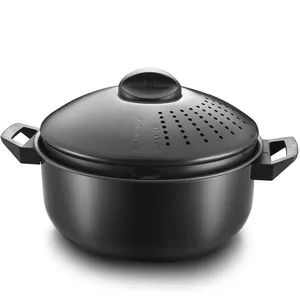 कार्बन स्टील nonstick पास्ता पॉट सेट रसोई में खाना पकाने नॉन स्टिक पास्ता पॉट झरनी के साथ ढक्कन