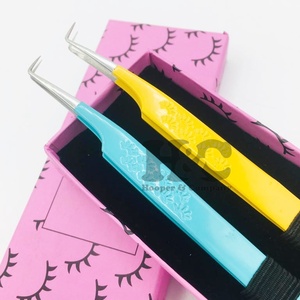 Top vente pince à cils pointe argentée poignée en diamant personnalisé 90 degrés extension de cils pince à épiler marque privée Logo vison - Product Image 2