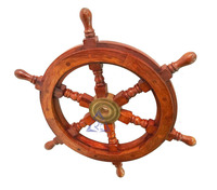 Grand volant de bateau en bois vintage de 12 pouces, en laiton, décoration murale pour les chambres à thème pirate