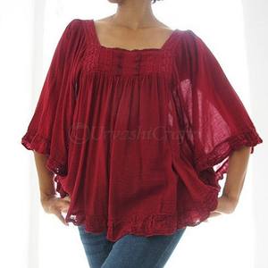 100% Cotton butterfly Style <b>Women</b> Casual <b>Blouse</b> Top <b>Women</b> Clothing - Product Image 3