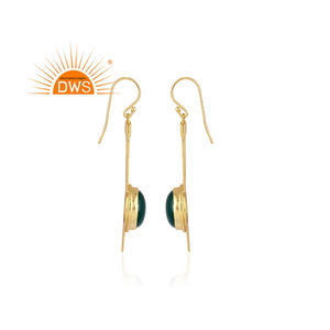 18พันชุบทอง925เงินสเตอร์ลิงของขวัญวันเกิดห้อยต่างหูผู้ผลิตเครื่องประดับสีเขียวนิลพลอยงบต่างหู - Product Image 3