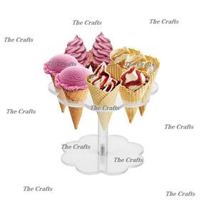Soporte de acrílico para helados de forma redonda con soporte de cono de helado de calidad superior para uso doméstico en hoteles y eventos - Product Image 3