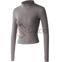 Veste de yoga zippée pour femme, grande taille, imperméable, respirante, de haute qualité, avec logo personnalisé, pour la gym et les vêtements de sport