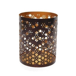 Bougeoir votif de forme ronde de qualité exclusive en métal couleur marron pour accessoires de décoration de mariage - Product Image 1