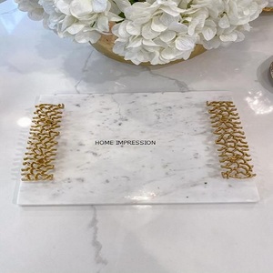 ถาดหินอ่อนลายขอบทองงานศิลป์ใหม่ล่าสุดถาดหินอ่อนที่สร้างสรรค์ถาดเสิร์ฟของหวานสำหรับจัดเครื่องครัว - Product Image 3