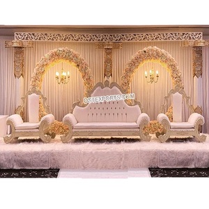 Stylish Indian Wedding Event <b>Sofa</b> Chair Set <b>Arabic</b> Style Wedding Stage Silver <b>Sofa</b> Set Royal Wedding Loveseat in Arabian Style - Product Image 1