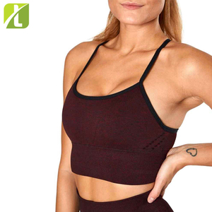 Soutien-gorge de sport en maille autocollante, sexy, Extra large, bordure autour de la taille, rembourrage amovible, culotte bordeaux - Product Image 2