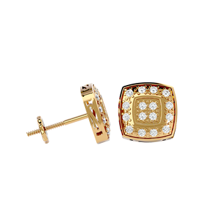 Pendientes de Diamantes Naturales de 1/2 Quilate de Primera Calidad en Oro de 10K |   Diseño de Halo Cuadrado en Racimo, Joyería Fina Unisex para Hombres y Mujeres - Product Image 2