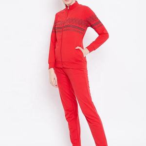 EVERGLOW-Sudadera Lisa para mujer, y bolsillos de manga larga, con cuello falso estampado y cierre de cremallera completo, Color Rojo - Product Image 1