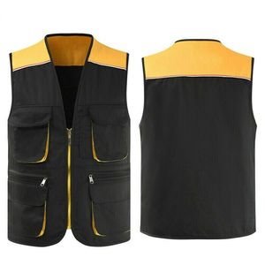 Chaleco informal de algodón para hombre, prenda ligera con múltiples bolsillos para exteriores - Product Image 1