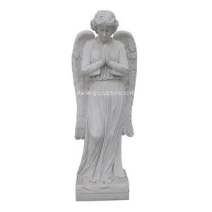 Özel doğal mermer melek bahçe heykeli büyük melek heykelleri dua beyaz mermer melek heykeli