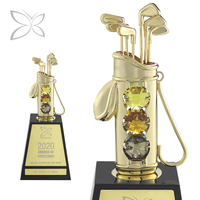 Crystocraft Cá Nhân Hoá Thực Hiện Mạ Vàng Pha Lê Golf Trophy Trang Trí Với Rực Rỡ Tinh Thể Cắt Giải Thưởng Thể Thao