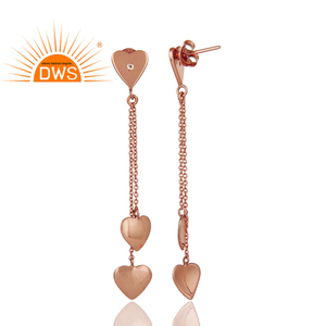 925เงินสเตอร์ลิงกุหลาบชุบทองวางต่างหูเครื่องประดับผู้ผลิตสีขาวบุษราคัมพลอยหัวใจโซ่ห้อยต่างหูเครื่องประดับ - Product Image 2