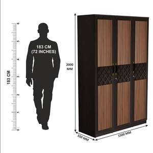Mexico 3-Door <b>Wardrobe</b> for Bedroom Home Furniture with <b>Storage</b> Feature - Product Image 6