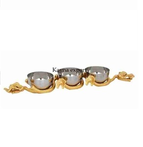 Tazón de metal con acabado de oro y esmalte decorativo de lujo Resina de esmalte blanco para frutas y dátiles para fiestas - Product Image 6
