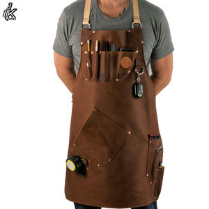 Delantal de soldadura de cuero, resistente al calor y a las llamas, trabajo pesado con 6 bolsillos, 42 Extra grande y espalda cruzada - Product Image 2