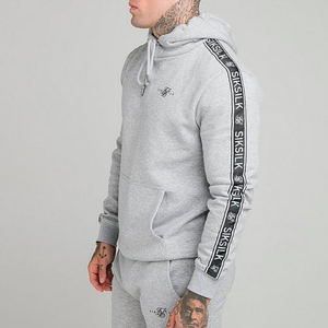 Top Fashion Men Trendy Tracksuits Custom Heather Gray Tracksuit Men French Terry Sweatsuit With Stripe - Product Image 4
