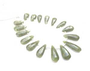 Beau brin de 17 pièces véritable de haute qualité pierre précieuse vessonite naturelle forme de poire briolette à facettes verte pour la fabrication de bijoux - Product Image 3
