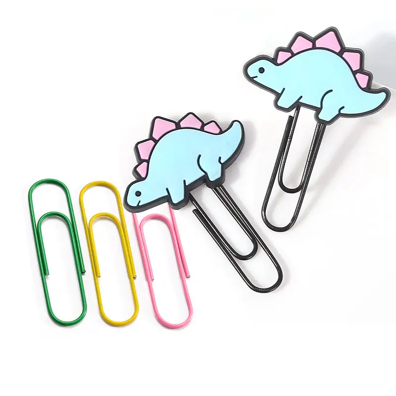 custom rubber cartoon 3d soft pvc large metal paper clip bookmark