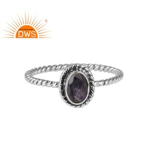 Iolite-Anillo de plata de primera ley y Gema para niña, sortija, plata esterlina 925, oxidado, hecho a mano - Product Image 1