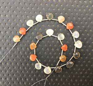 Natural Multi <b>Moonstone</b> 21 Pieces Faceted Heart Shape Briolette Beads for Jewelry Making <b>Bracelet</b> Necklace Earring - Product Image 4