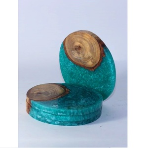 Posavasos redondo de resina epoxi, juego de posavasos de madera y resina, almohadilla de tetera de madera sólida, posavasos de calor - Product Image 4