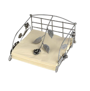 Napkin Holder in Antique Style <b>Black</b> Stainless Steel with Leaf Design <b>Frame</b> Perfect for Elegant Kitchenware and Napkin Storage - Product Image 1