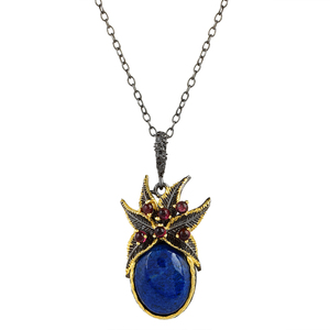 Fabriqué à la main en argent Sterling 925 classique certifié Designer pendentif collier de haute qualité plaqué rhodium bijoux fins Lapis - Product Image 1