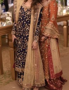 MODERN LONG <b>TOP</b> PANT DRESS EMBELLISH EMBROIDERY WITH CRYSTAL GLASS <b>BEADS</b>,DABKA,WORK for Party-WEAR/WEDDING@ 2022 - Product Image 2