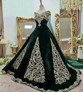 NEW---STYLISH CAFTAN DRESS EMBROIDERY OF DABKA, CRYSTAL GLASS BEADS,GLASS STONE WORK FOR PARTY-WEAR @ 2022 - Product Image 1