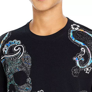 Camiseta negra bordada informal para niños y hombres, diseño personalizado, cuello redondo, estilo libre, a petición del cliente - Product Image 5