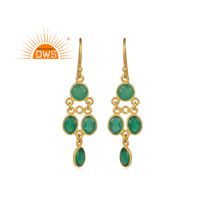 Pendientes de plata de ley 925 con gema de ónix verde Natural, joyería colgante para mujeres - Product Image 1