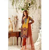 Camisa de césped bordada para mujer, traje formal sin costuras, elegante, paquistaní, alta calidad, 3 piezas