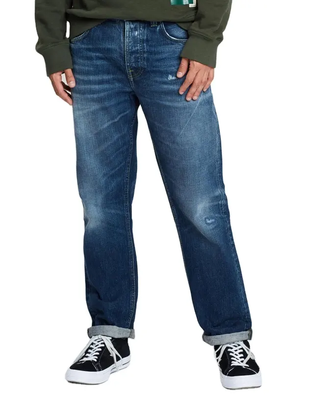 Vendita calda taglie forti Jeans da uomo Skinny Strech strappata alla moda scimmia Casual quantità stampa Denim stile sbiadito