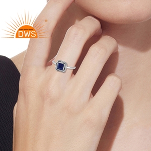 Anneaux compensés en argent Sterling 925 pour femme, pierres précieuses Lapis colorées, fabrication de bijoux, bagues empilables, nouvelle collection - Product Image 5