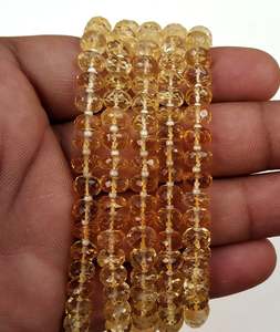 ลูกปัดสีเหลืองแร่อัญมณีสีเหลืองขนาด6.5-7มม. สำหรับเครื่องประดับแฮนด์เมด - Product Image 2