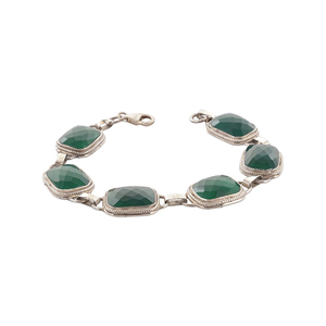 Classic Design 92.5 Purity Sterling Silver Bracelet <b>Set</b> with Beautiful Green Agate Gemstone for Women Party Wear Jewelry Making - Product Image 1