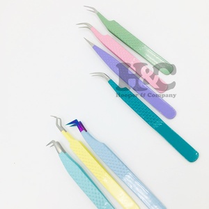 Pince à épiler d'extension de faux cils de haute qualité pince à épiler en acier inoxydable poignée de couleur personnalisée pince à épiler Logo vison - Product Image 6