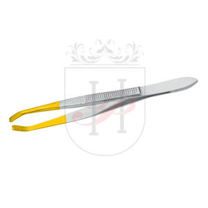 Slanted Tip <b>Half</b> Gold & <b>Half</b> Satin Eyebrow Tweezers Private Label, Top Quality Stainless Steel Eyebrow Tweezers Private Label - Product Image 1